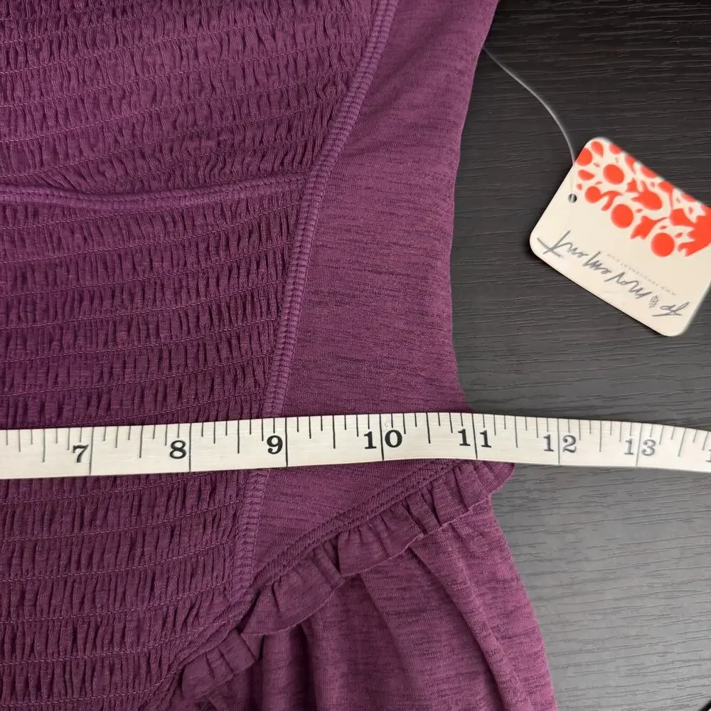 Free People Smockin Hot Dress Women XS Romper Tennis Pickleball Black Cherry NEW - Picture 9 of 11